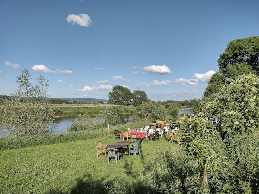 Ferienwohnung Mit Weserblick Und Kamin Hessisch Oldendorf Exterior foto